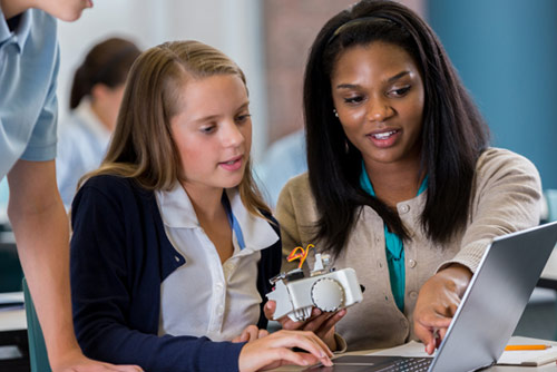 Two coworkers talking